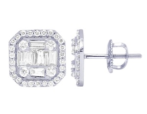 S925 plata esterlina estilo lujo forma cuadrada diseño Redondo y Baguette corte Moissanite diamante pendientes para mujer - Product Image 2
