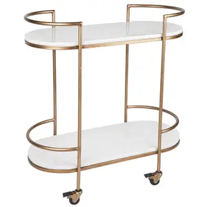 Living room home bar furniture steel serving trolley kitchen trolley storage cart brass plated IN Affordable Prices