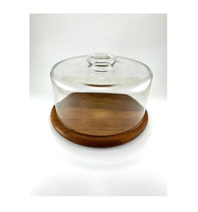 high quality wooden <b>cake</b> stand Handmade Wedding Decors Table Wooden <b>Cake</b> Platter Stand with Glass Top Wholesale Manufacturer - Product Image 4