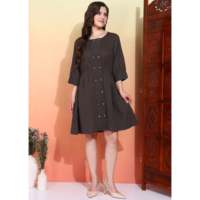 Kantha Baumwoll-Tunika-Kleid in Uni-Farben, Amerikanischer Strandstil, Umweltfreundlich, Elegante Abendkleidung für Übergrößen und Besondere Anlässe