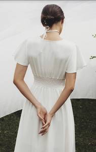 2024 verano Vestidos de Noche de alta calidad para mujeres elegante Color sólido Sexy Max mangas lavable cintura Natural al por mayor - Product Image 2