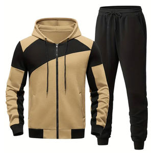 Survêtement Décontracté Veste à Fermeture Éclair + Pantalon de Survêtement Deux Pièces Ensembles Hommes Patchwork Costumes - Product Image 6