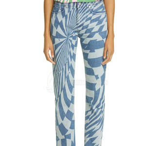 Haute qualité confortable femmes mi jean pantalon respirant dernière conception Logo décoration OEM Service lavé techniques taille XL - Product Image 2