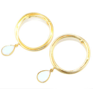 Minimalist Style Checker Cut Opalite Hydro Quartz round Shape 24K Gold Plated Brass Metal Drop <b>Earring</b> Wholesale <b>for</b> <b>Women</b> Girls - Product Image 2