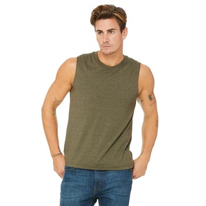 Bella + toile unisexe Jersey Muscle débardeur 3483 chiné Olive doux unisexe Jersey Muscle débardeur pour un confort respirant - Product Image 1