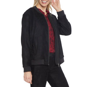 Veste élégante à manches longues pour femmes avec doublure en laine, col montant imprimé avec poche, blouson aviateur à la mode pour femmes, hiver, vente en gros - Product Image 2