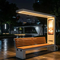 Banc solaire intelligent YUBANG, station de recharge publique extérieure avec WiFi Bluetooth - Mobilier de parc en acier inoxydable robuste