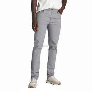 Pantalones Chinos de Lona para Hombre, Corte Slim Fit, Cintura Media, Color Marrón, Alta Elasticidad y Comodidad, Algodón Elástico, Servicio OEM con Logotipo Personalizado - Product Image 1