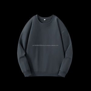 เสื้อสเวตเตอร์คอกลมผู้ชายผ้าฝ้าย100% ฤดูใบไม้ร่วงเสื้อ350gsm เทอร์รี่ทรงหลวมไซส์ใหญ่พิเศษเสื้อถักสีพื้นปรับแต่งได้สไตล์ลำลอง - Product Image 6