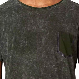 Camisetas lavadas con ácido informales para hombres de alta calidad Diseño de manga corta personalizado con el último estilo de color sólido - Product Image 5