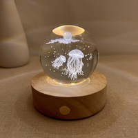 Lampe de nuit en forme de méduse écologique personnalisée, lumière lunaire, décoration de chambre mignonne, globe en verre, lampe de bureau avec température de couleur réglable