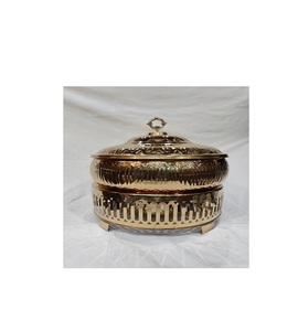 Venta al por Mayor de Elegantes Diseños de Recipientes para Buffet de Acero Inoxidable Chapado en Oro, Estilo Art Deco, Duraderos, con Logotipo Personalizado para Hoteles y Catering - Product Image 4