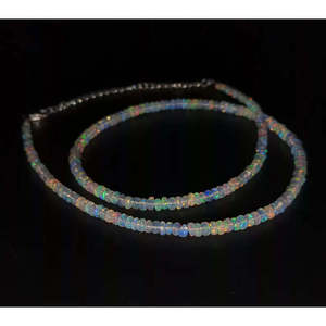Trendy Ethiopian <b>Opal</b> <b>Necklace</b> 3-4.5 mm Diamond Pearl Stainless Steel Strand Chain for Religious Cute Wedding Party Perfect Gift - Product Image 5