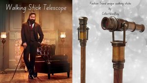 Bastón de caminar telescópico de madera para coleccionistas, con mango de latón estilo marino, bastón rústico. - Product Image 2