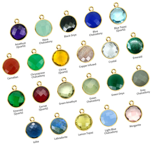 <b>Labradorite</b> Gold Plated Round Faceted Gemstone <b>Pendant</b>, 12mm Birthstone Bezel Charm for Handmade Jewelry - Product Image 2