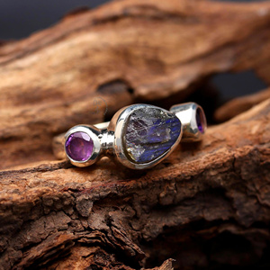 Anillo de piedras preciosas de amatista Druzy de labradorita 925 Plata de ley sólida Estilo DE BODA clásico Ajuste de bisel natural personalizable - Product Image 4