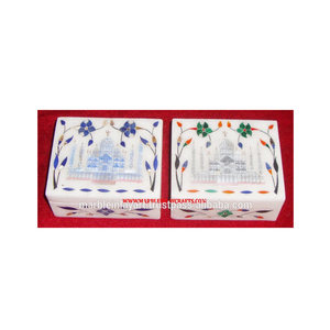 Boîtes en marbre avec incrustations de style Taj Mahal - Product Image 1