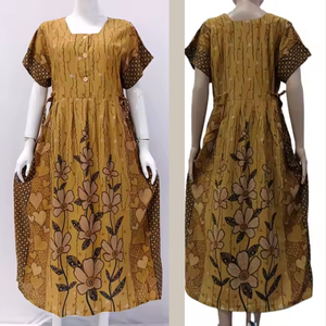 ชุดเดรสผ้าเรยอนของผู้หญิงผ้าเรยอนผ้าคริสซานต้าผ้าเรยอนคอสี่เหลี่ยมลายดอกไม้สุดคลาสสิคเอวยางยืดระบายอากาศได้ดีฤดูใบไม้ผลิ - Product Image 5