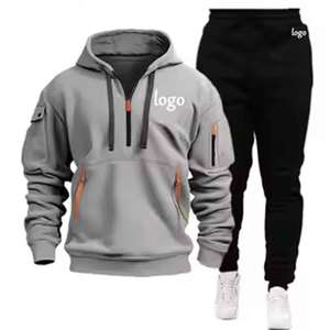 Ensemble de survêtement slim fit tendance, survêtement zippé de luxe pour homme, survêtement abordable pour commande en gros, couleur et taille personnalisées disponibles - Product Image 5