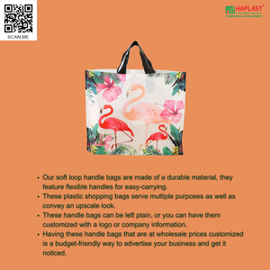 Meilleur prix sur le marché Sacs à provisions en plastique réutilisables avec poignées Sac d'emballage de luxe à boucle souple Fournisseur en gros du Vietnam - Product Image 5