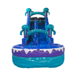 Tobogán <span class=keywords><strong>Castillo</strong></span>, Juegos Inflables para Fiestas, Tobogán Inflable Acuático con Piscina, Diseño <span class=keywords><strong>de</strong></span> Palmera y Mármol - Product Image 2