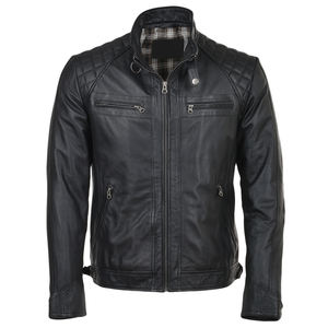 Veste de motard classique en cuir personnalisée de haute qualité pour hommes en cuir de vachette véritable avec remplissage en duvet pour l'hiver marque personnalisée - Product Image 1
