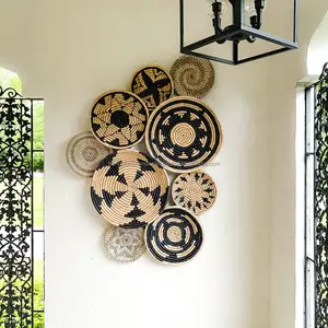 Cesta de decoração de parede luxuosa moderna, cestas 100% ecológicas para pendurar na parede, decoração de parede para sala de estar, cozinha