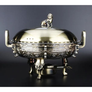 Elegance Gold Stainless Steel Chaffing Dish Round Hanging <b>Buffet</b> <b>Server</b> <b>Food</b> <b>Warmer</b> for Party Events Use - Product Image 4