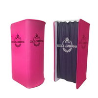 ADMAX Cabine d'essayage portable pop-up pour salon professionnel, avec structure en tissu tendu, rideau et affichage publicitaire par sublimation