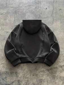 Pull-over court personnalisé nouveau design de sweat à capuche délavé à l'acide vêtements pour hommes sweat à capuche avec logo imprimé bords délavés streetwear - Product Image 2