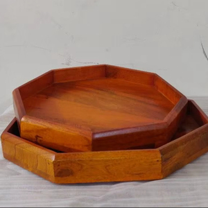 Hot Sale 100% Naturally Made Wood Octagon <b>Wooden</b> Platter 1 <b>Set</b> For Fruit Appetizer Cheese Board And Charcuterie Serving Tray <b>Set</b> - Product Image 1