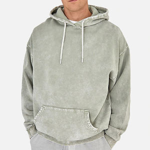 Sweat à capuche en molleton 100% coton avec motif de lettres d'hiver délavé à l'acide, aspect vintage de haute qualité pour les marques de mode et les commandes importantes - Product Image 1