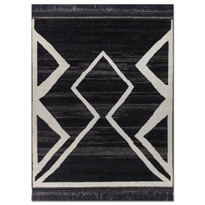 Zuri Ivory Hand Knotted Wool <b>Rug</b> AKWL-1855(VA) Geometric Abstract <b>Boho</b> for Home for Living Hallway Bedroom Rectangle Shape <b>Rug</b> - Product Image 1