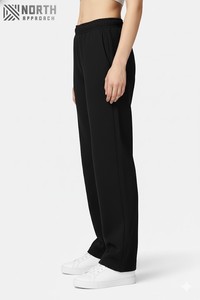 Ropa deportiva para mujer con logotipo personalizado, pantalones de chándal rectos de pierna ancha con cordón para correr, deportivos, informales, holgados, finos, de lana - Product Image 6
