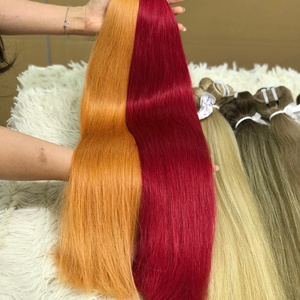 Cheveux naturels lisses de haute qualité, cheveux vietnamiens ondulés, cheveux vierges Remy naturels 1B, tissage professionnel de grande longueur, machine - Product Image 1