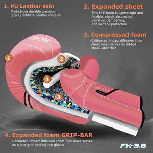 Gants de boxe MMA en cuir PU Farabi, fermeture à boucle réglable, légers, protection UV, respirants, antidérapants, gants rapides - Product Image 3