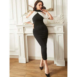 Jane's Women's Solid Two-Tone Imported Crepe <b>Maxi</b> <b>Dress</b> O-Neck Elegant Wing Detail Spreading Shoulders <b>Flutter</b> <b>Sleeve</b> A-Line - Product Image 1