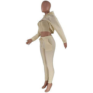 Ensembles de pantalons longs et hauts courts pour femmes personnalisées T-Shirt à manches courtes Joggers Survêtement Tissu à tricoter décontracté de couleur unie délavé - Product Image 4