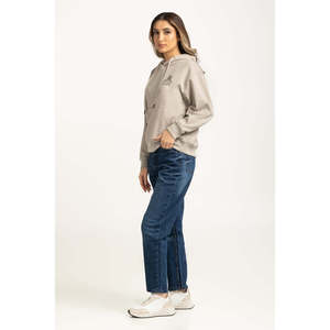 Conjunto de Sudadera Corta Transpirable de Seda Mezclada para Mujer con Capucha y Bordado Técnico, y Pantalones Cómodos WM-POH-WS24-041 - Product Image 5