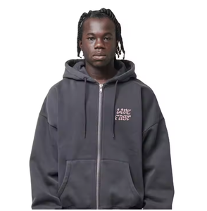 Sudaderas con capucha de alta calidad de algodón 100%, sudaderas con estampado de pantalla de gran tamaño de manga larga para hombres, sudaderas con capucha con hombros caídos y logotipo personalizado - Product Image 6