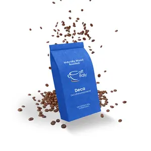 Marque privée fabriquée en Italie Coffitaly 100% Deca 250 grammes 8,8 oz sac de grains de café décaféiné torréfiés personnalisable
