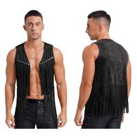 Gilet en cuir à franges de style western pour homme, personnalisé, avec glands, veste sans manches contemporaine, costume de danse de scène, vêtements de performance