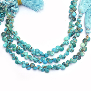Cuentas de Turquesa de Arizona Genuina de 6mm-7mm, Forma de Corazón, Facetadas, para la Elaboración de Joyería - Product Image 4