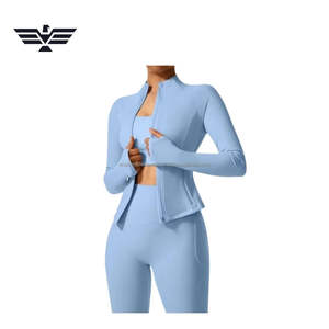 Conjunto Deportivo Transpirable para Mujer con Cierre Frontal y Logotipo, Chaqueta Deportiva Elástica y Leggings de Cintura Alta - Product Image 6