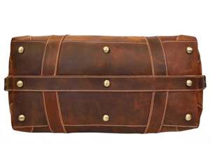 Bolsa de viaje de noche de cuero genuino de grano completo personalizada bolsa de lona - Product Image 2