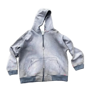 Sudadera con Capucha Extra Grande de Invierno para Hombre, Estilo Ninja con Máscara, Triple Cremallera, Gruesa, 100% Algodón, Felpa, Pedrería, Ecológica, Degradado Ácido - Product Image 5