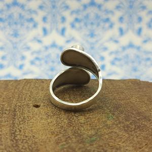 แหวนพลอยแอเมทิสต์หินเหลี่ยมเพชรพลอยสีเขียวและพลอยอเมทิสต์สีเงินแบบโบฮีเมียน - Product Image 2