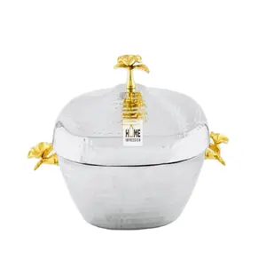Silver Hammered Metal Decoration Casseroles Gold Lid Customized Promotional Gifting Hotelware Casseroles