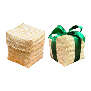 PANIERS EN BAMBOU Cube faits à la main Style rustique pour emballage cadeau Boîte tissée élégante pour faveurs de mariage et cadeaux d'événement - Product Image 1