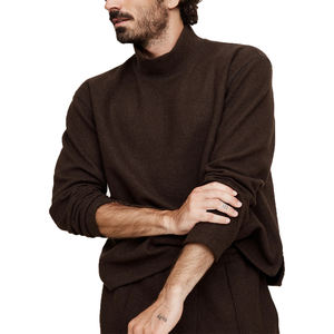 Pull en tricot à col roulé personnalisé pour hommes broderie de manchettes côtelées 100% laine pull tricots sweat-shirt pour hommes uni vierge OEM - Product Image 4